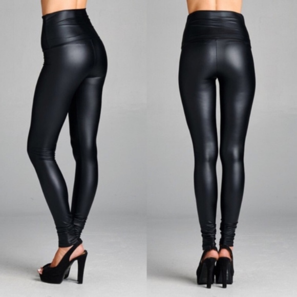 SAVANNAH Slick Leggings - BLACK - Picture 3 of 4